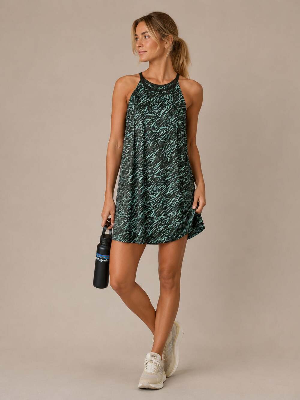 Patagonia Green Mint Abstract Print Athletic Dress Womens S Mini Gorpcore Hiking
